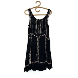 Free People | Embroidered Tank Jersey Knit Mini Dress Size XS